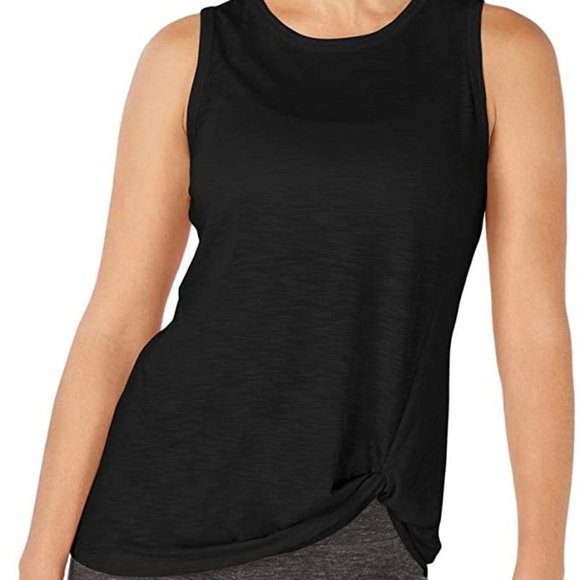 Ideology Tops Basic Black Muscle Tank Workout Top Asymmetrical